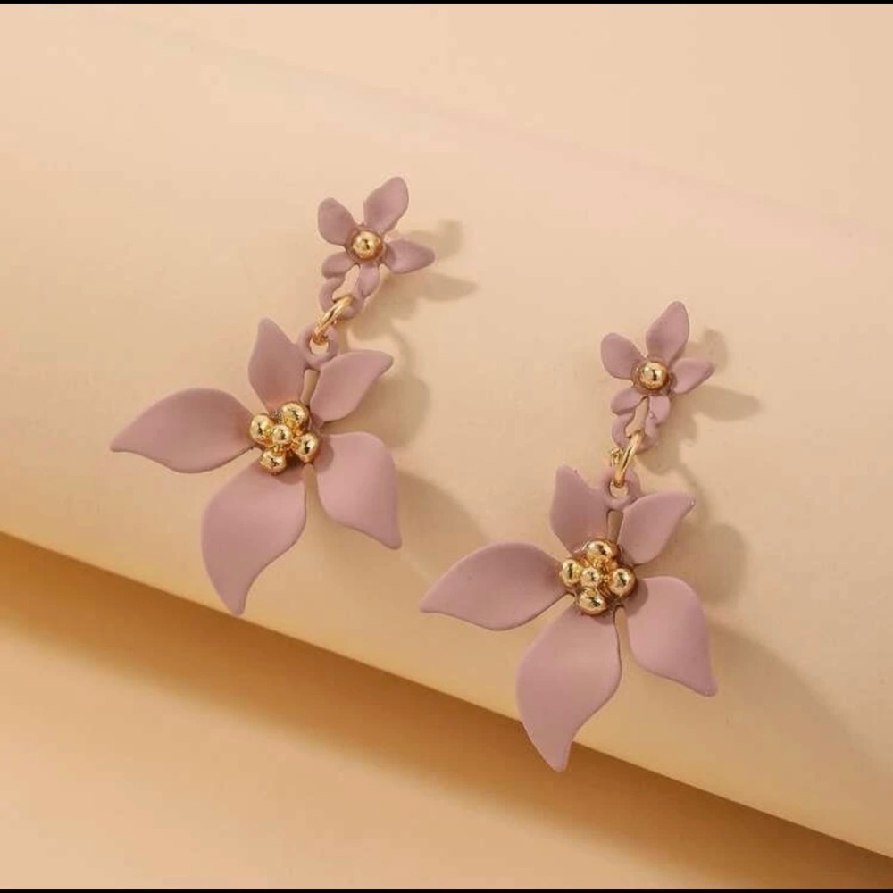 PINK Floral Drop Earrings